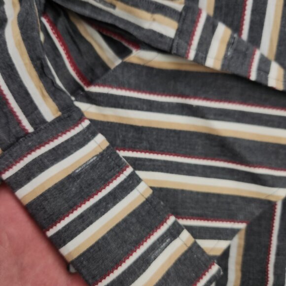 Phat Farm Men Long Sleeve Button Up Shirt Striped Western 2XL Gray Colorful - Picture 12 of 16